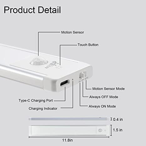 12 Inch Motion Sensor Under Cabinet Light Wireless with Remote and Timer,  86 LEDs Rechargeable Dimmable Under Counter Lights for Closet, Hallway,  Stairway, Wardrobe, Kitchen, Magnetic LED Lights - Yahoo Shopping