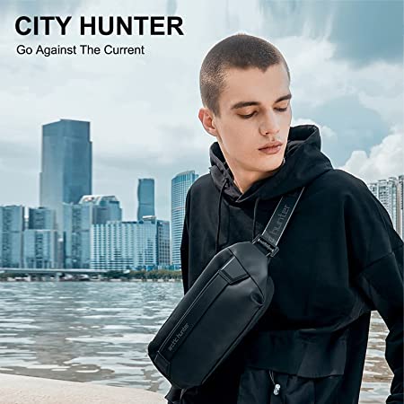 Premium Black Waterproof Cross Body Bag Personality Fashion Men Magnetic  Messenger Bag Lightweight Minimalist Sling Shoulder Bag
