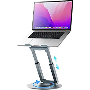Epherie Laptop Stand with 360° Rotating Round Base, Height-Adjustable  Ergonomic Laptop Stand, Ventilated Computer Stand, Foldable Sturdy  Aluminium