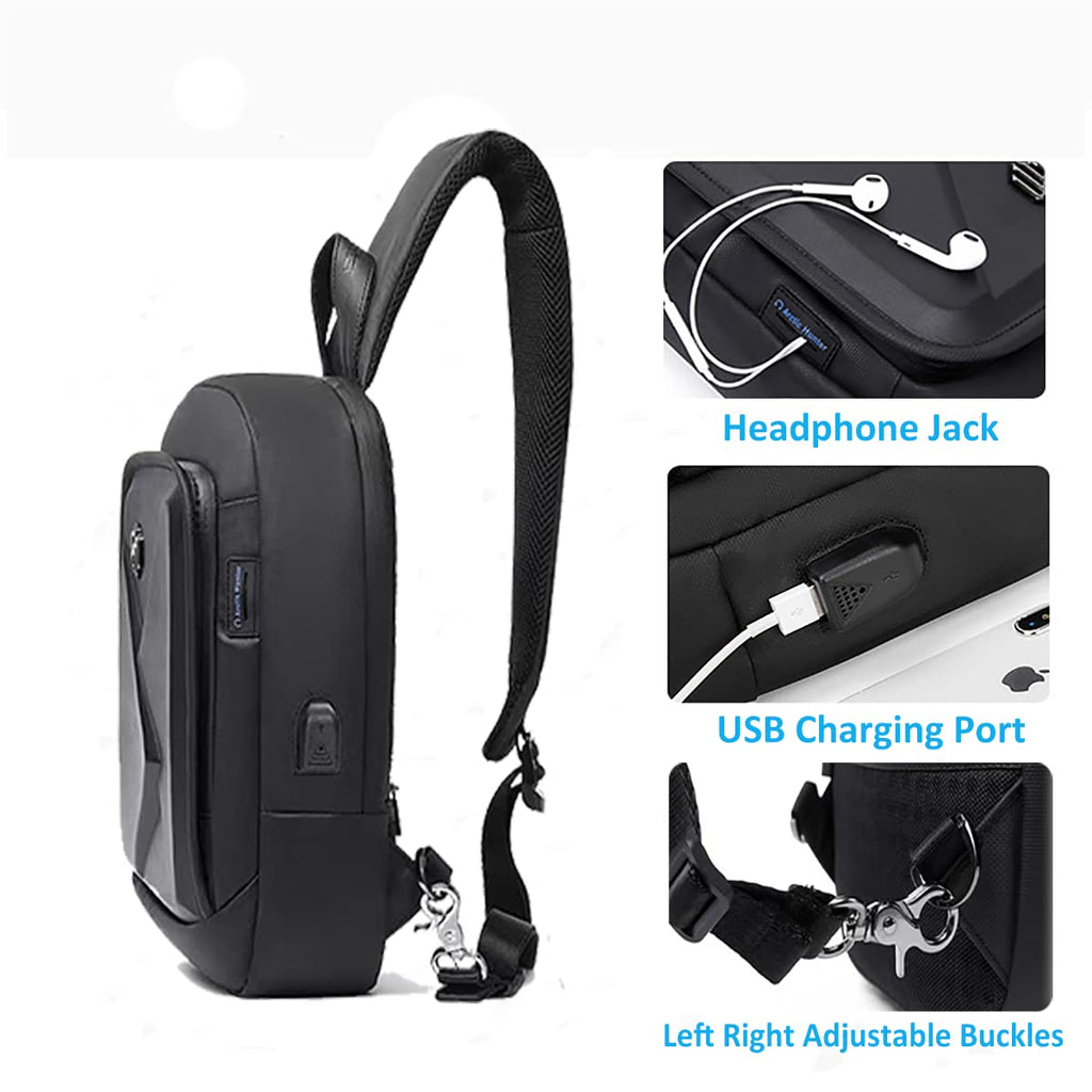 Small Sling Bag for Men Women One Strap Shoulder Crossbody Backpack with  USB Cha